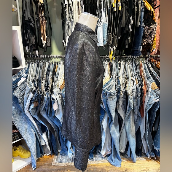 Vintage Gianni Versace silk lamé Button Down Blouse - Picture 5 of 6